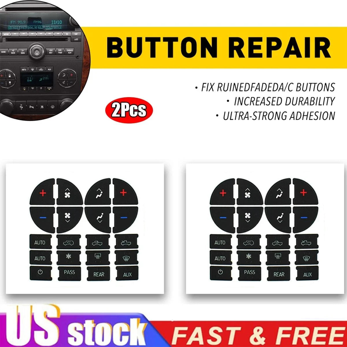 2X A/C Climate Control Button Repair Decal Stickers for Buick Enclave (2008–2012)