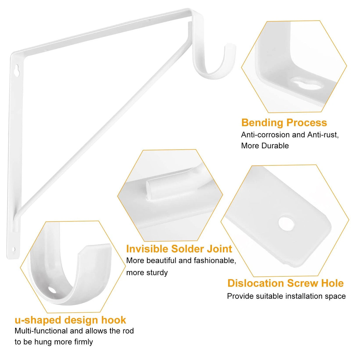 4 Pack Heavy Duty Closet Rod Brackets for Closet Systems (No Specific Years)