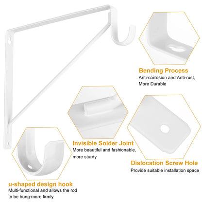 4 Pack Heavy Duty Closet Rod Brackets for Closet Systems (No Specific Years)
