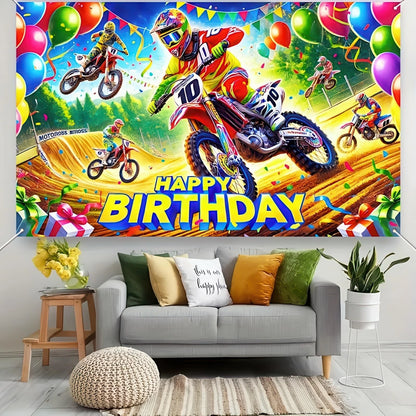 Motocross Racing Birthday Banner for Motorcycle