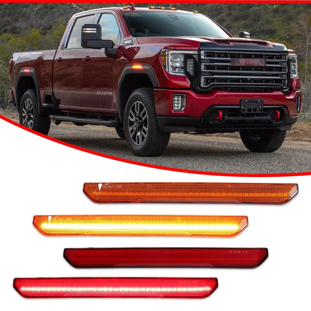 Set of 2 LED Front Amber & Rear Red Side Marker Lights for GMC Sierra 2500 3500 (2020–2024)
