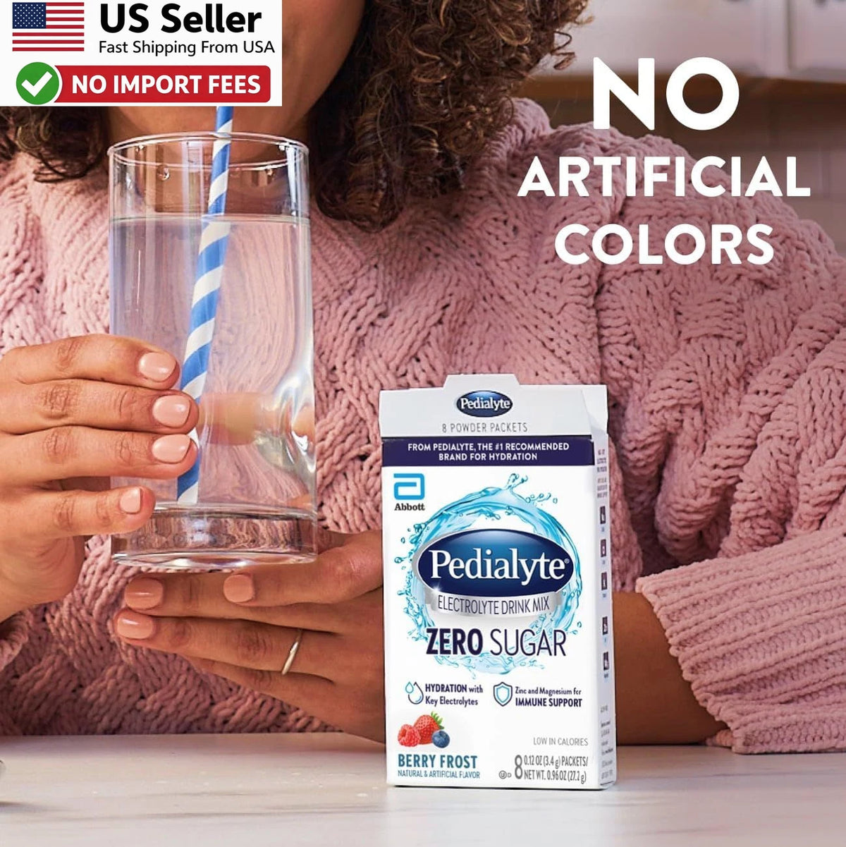 24 Pack Pedialyte Electrolyte Drink Mix Zero Sugar Berry Frost