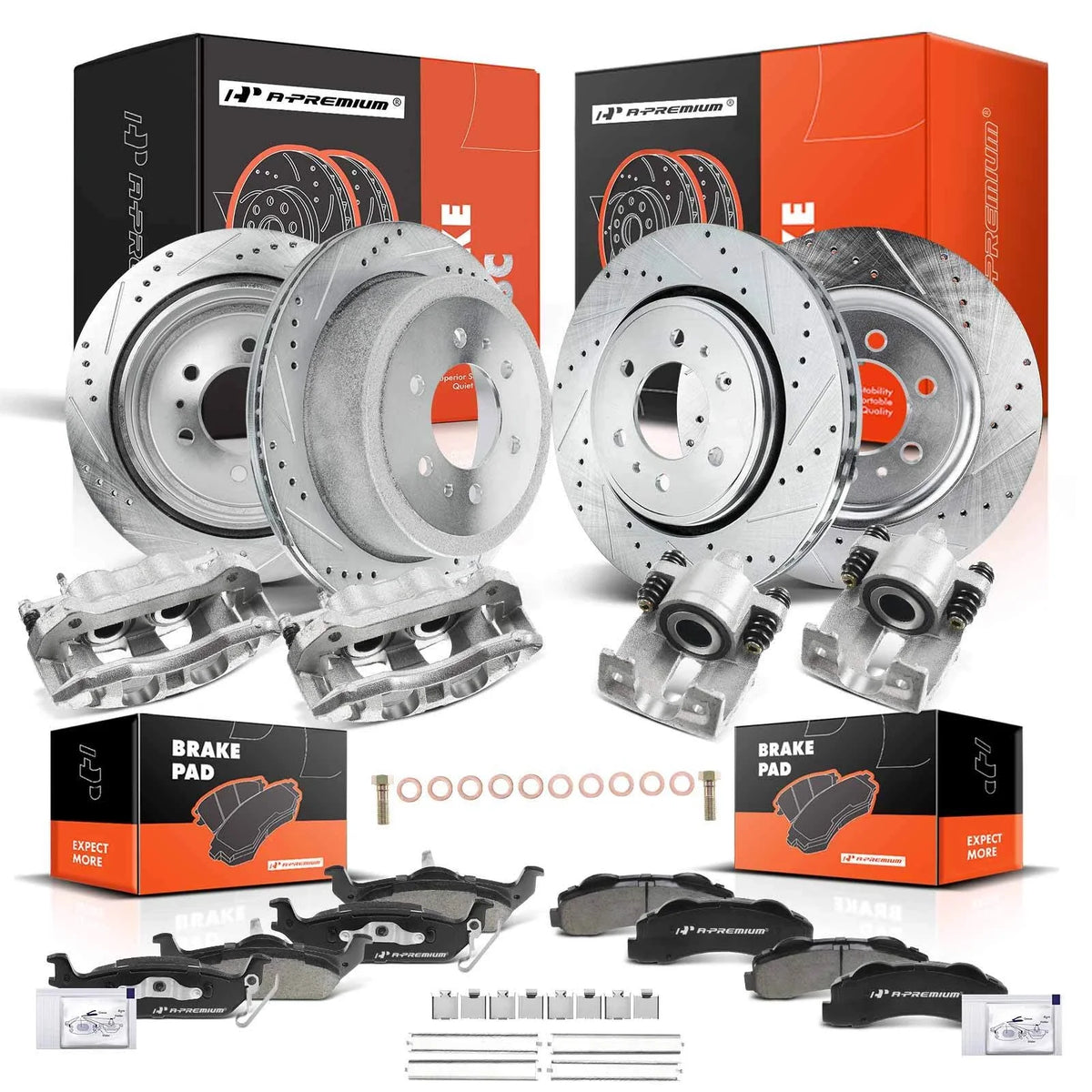 Set of 4 Drilled Rotors & Pads for Ford F-150 (2010–2011)