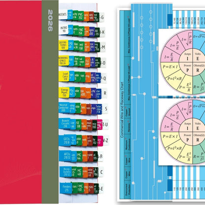 Index Tabs for NEC 2026 Electric Code Book, Laminated, Color-Coded
