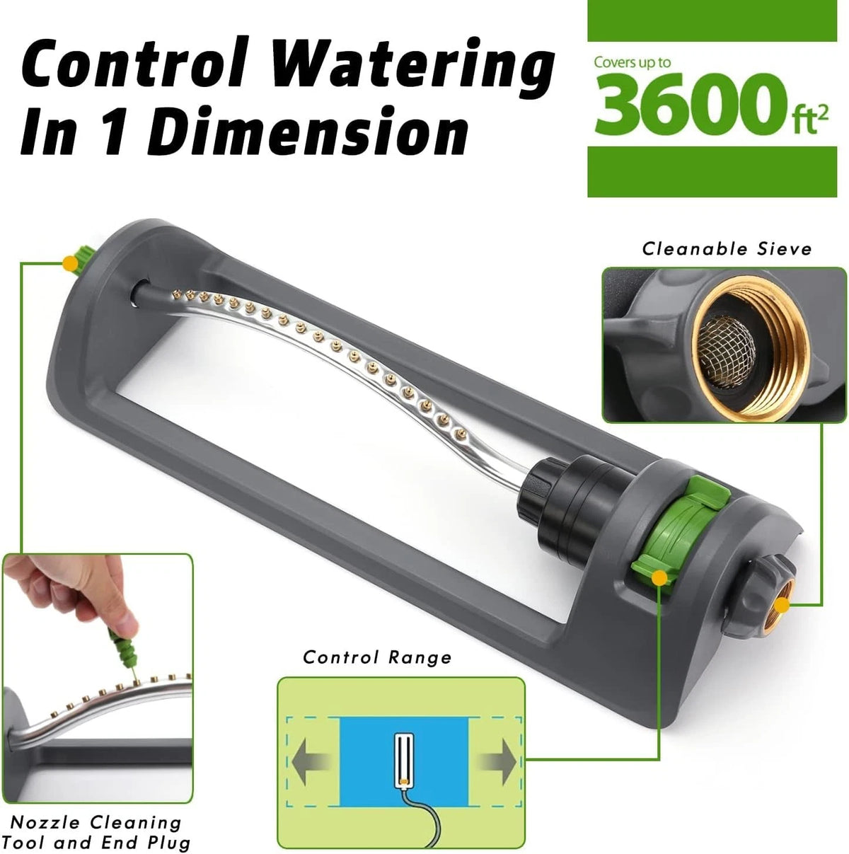 18-Hole Brass Oscillating Lawn Sprinkler Garden Tool