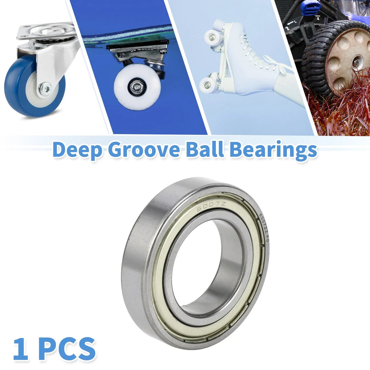 6007ZZ Deep Groove Ball Bearing for Scooter Skateboard Wheel (P0 35x62x14mm)