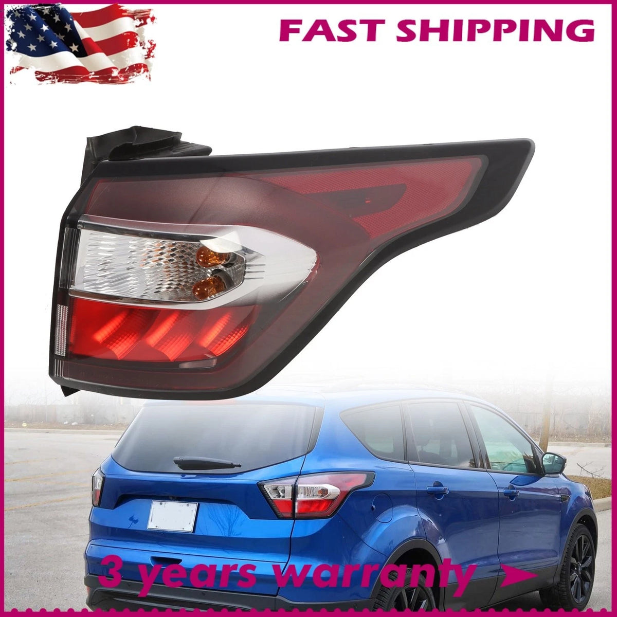 Passenger Right Side Tail Light Brake Lamp for Ford Escape Kuga (2017–2019) GJ5Z-13404-C
