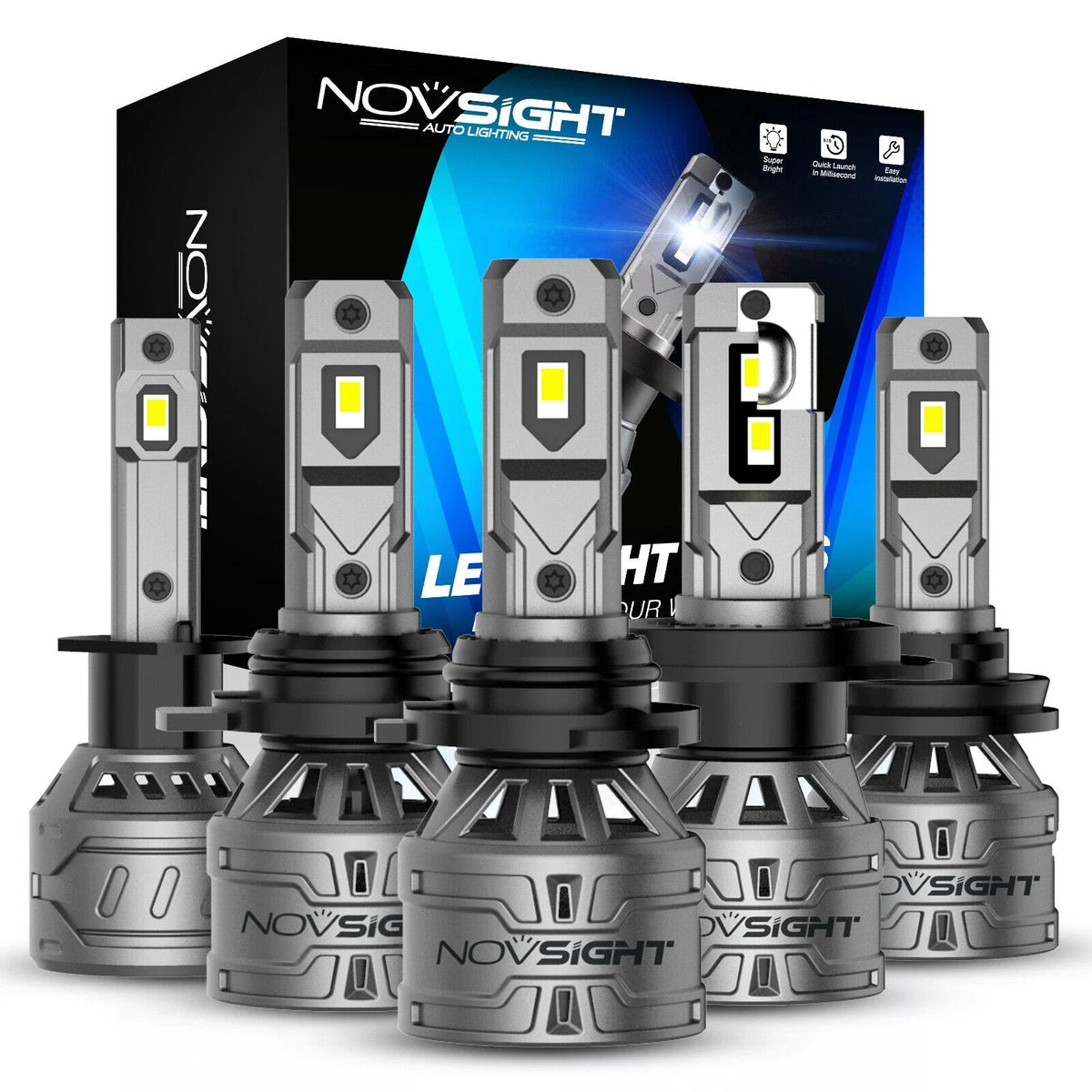 Set of 4 H11 H13 9005 9006 9007 LED Headlight Bulbs for Vehicles