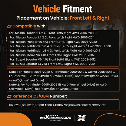 2X Front CV Axle Shaft for Nissan Frontier Xterra Pathfinder (2005–2019)