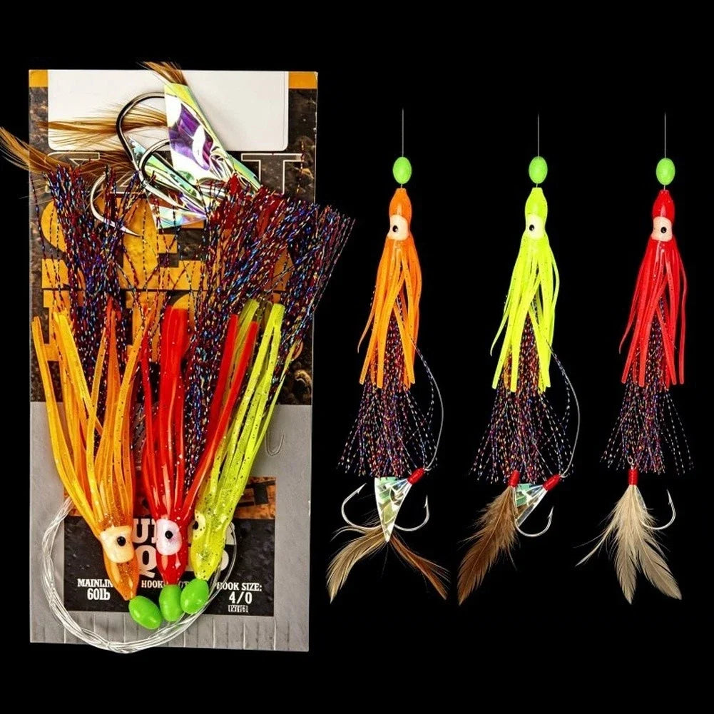 Squid Skewer Hook 4/0 for Boat Fishing Cod (Saltwater, Barbed)