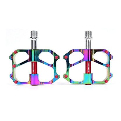 Waterpro MTB Pedals for MTB DH XC (L7U, 3 Bearing, Aluminum, Electroplated Rainbow)