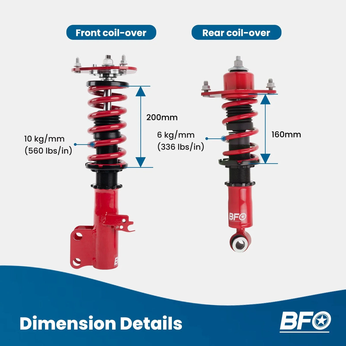 BFO Coilovers Suspension Lowering Kit for Toyota Corolla (2009–2017) E140/E150/E170