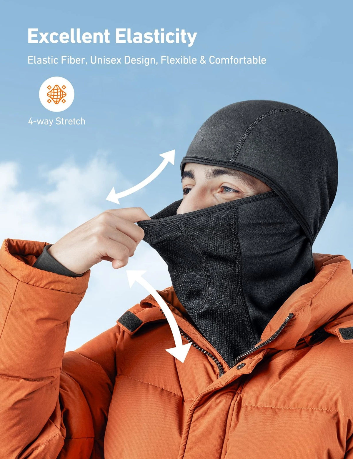 Windproof Balaclava for AstroAI Ski Mask (One Size, Black)