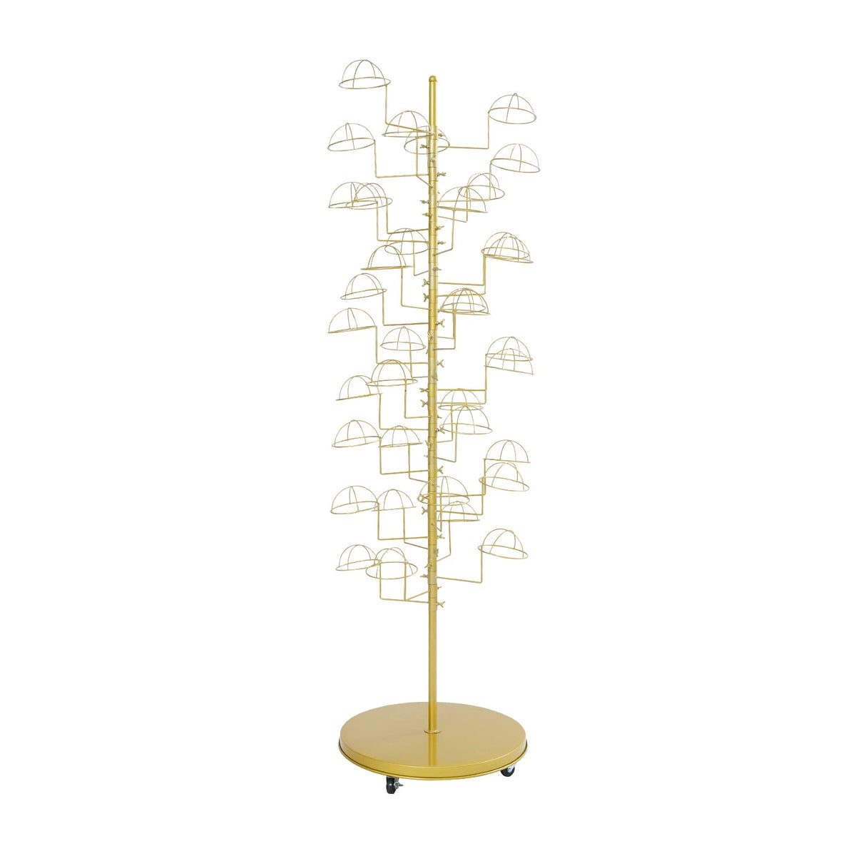 35-Position Freestanding Metal Hat Rack - Gold, Rotating, Movable