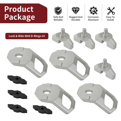 Set of 4 Lock & Ride MAX D-Rings for Polaris Ranger Crew XD 1500 (2024–2025) 2889620