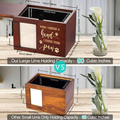 Wooden Pet Memorial Urn for Dog or Cat Ashes with Photo Frame