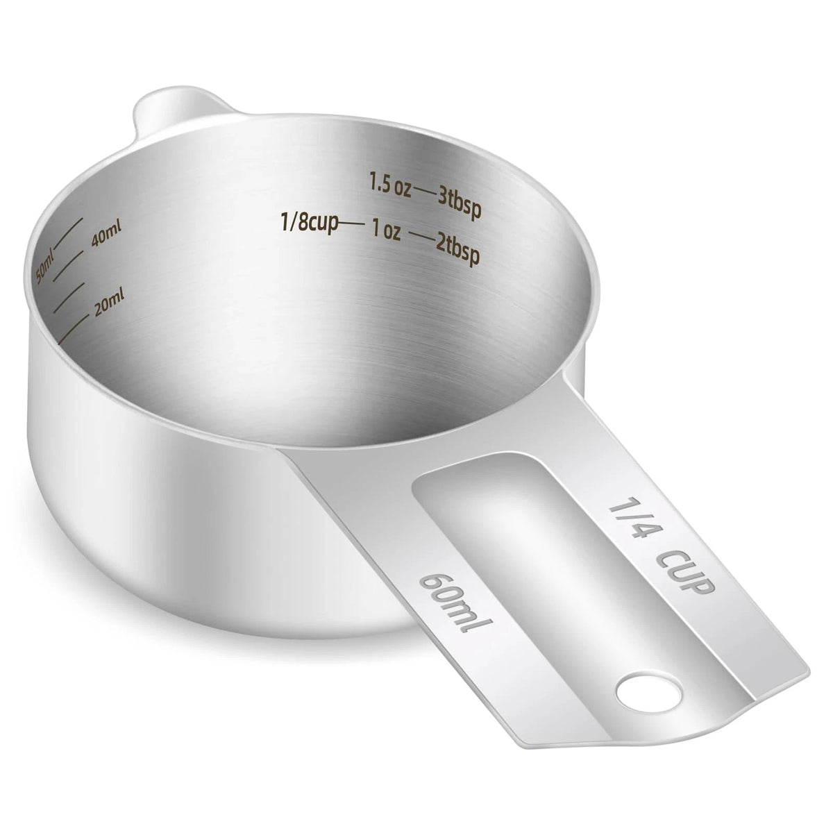 1PCS 1/4 Cup Measuring Cup for Precision Cooking (60ml, 2oz) Silver