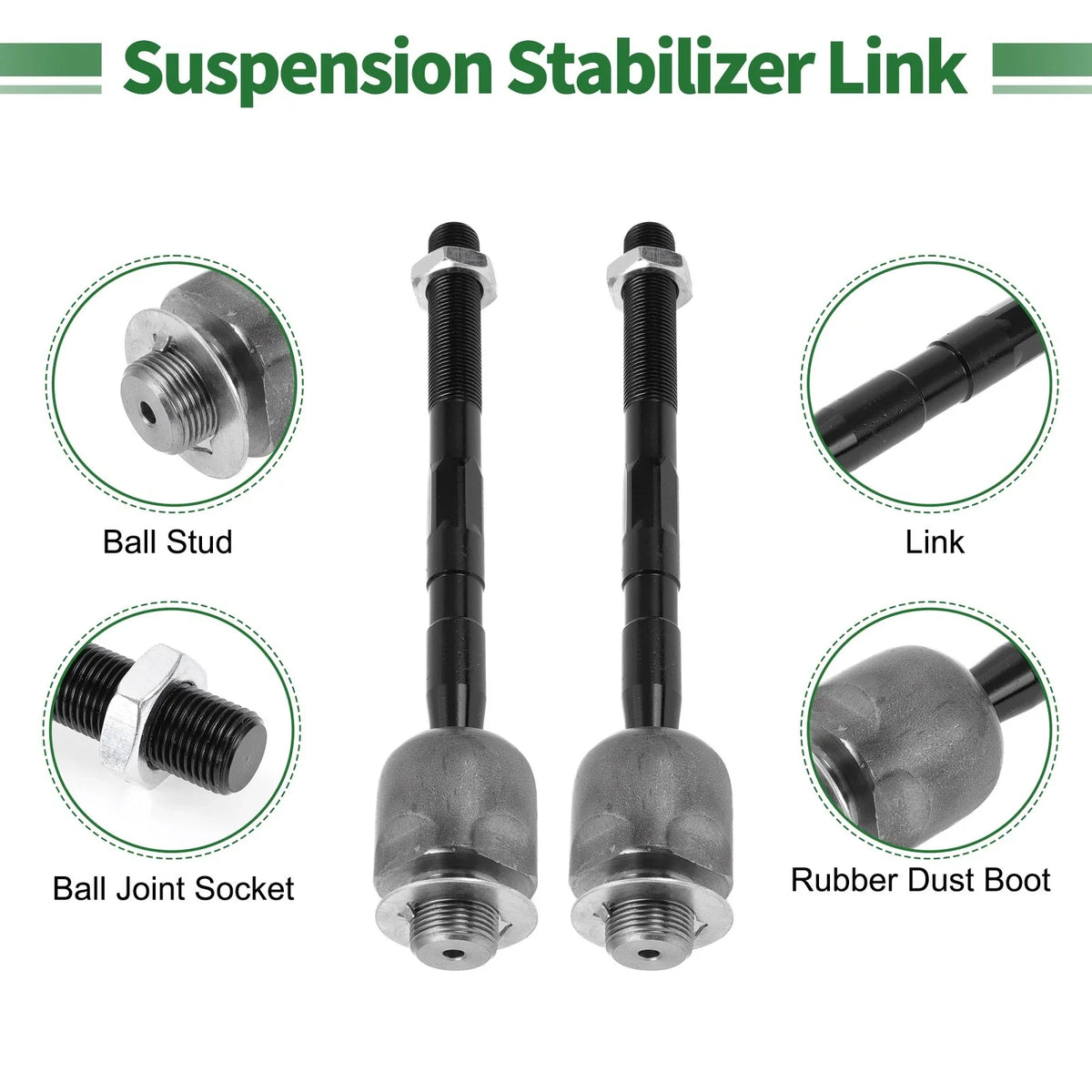 8pcs Front Suspension Kit Tie Rod End Sway Bar Link for Ford Edge (2007–2010)