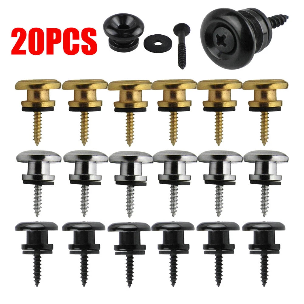 20pcs Metal Guitar Strap Buttons Strap Locks Head End Pins Accessories