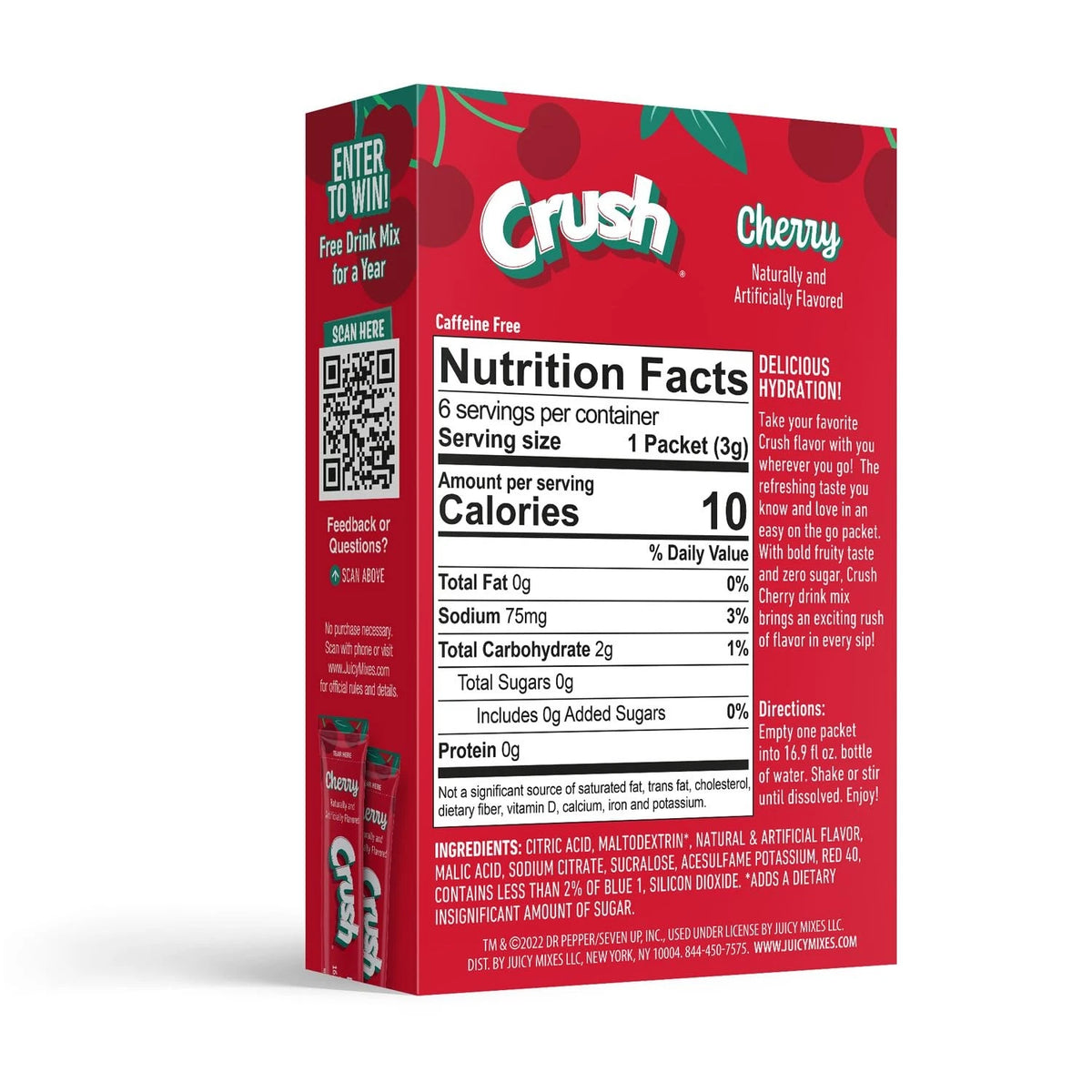 Sugar Free Cherry Drink Mix for Crush (72 Sticks)