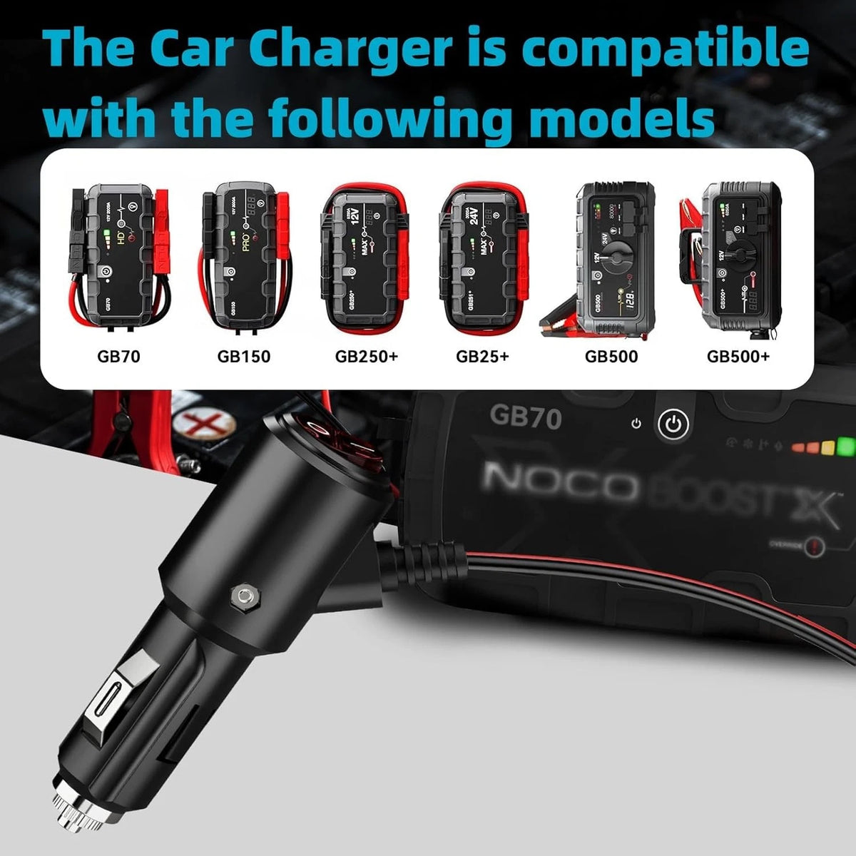 14V Car Charger Cable for NOCO Jump Starter (Compatible with GB70, GB150, GB25)