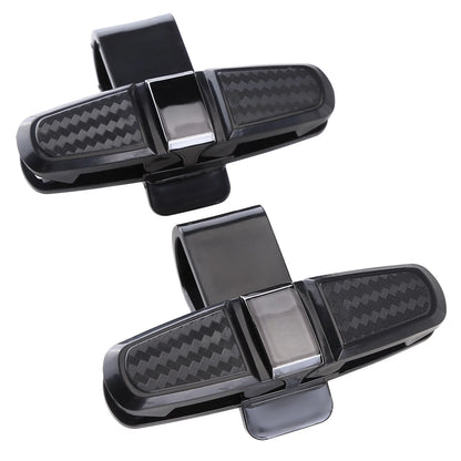 2X Universal Car Sun Visor Glasses Clip Carbon Fibre Holder