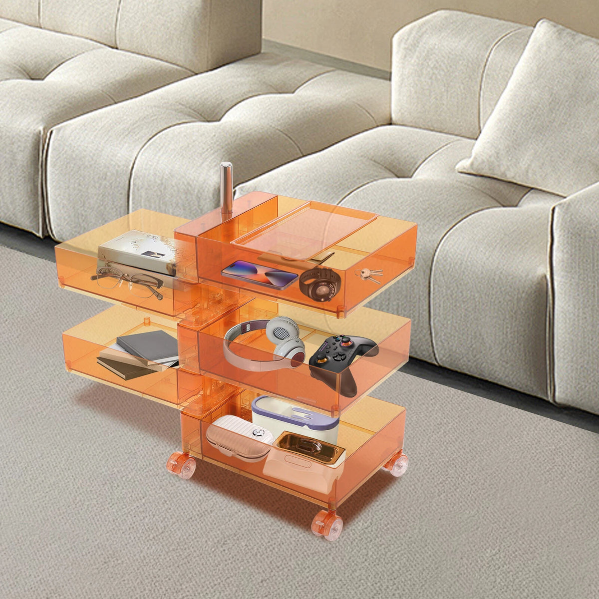 360° Rotating Nightstand Storage Cabinet with 5 Drawers for Bedroom