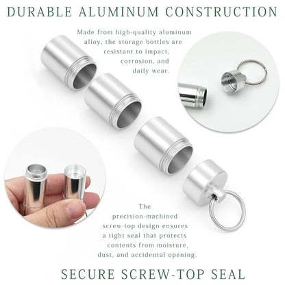 Aluminum Alloy Travel Pill Case with Keychain - 3 Compartments