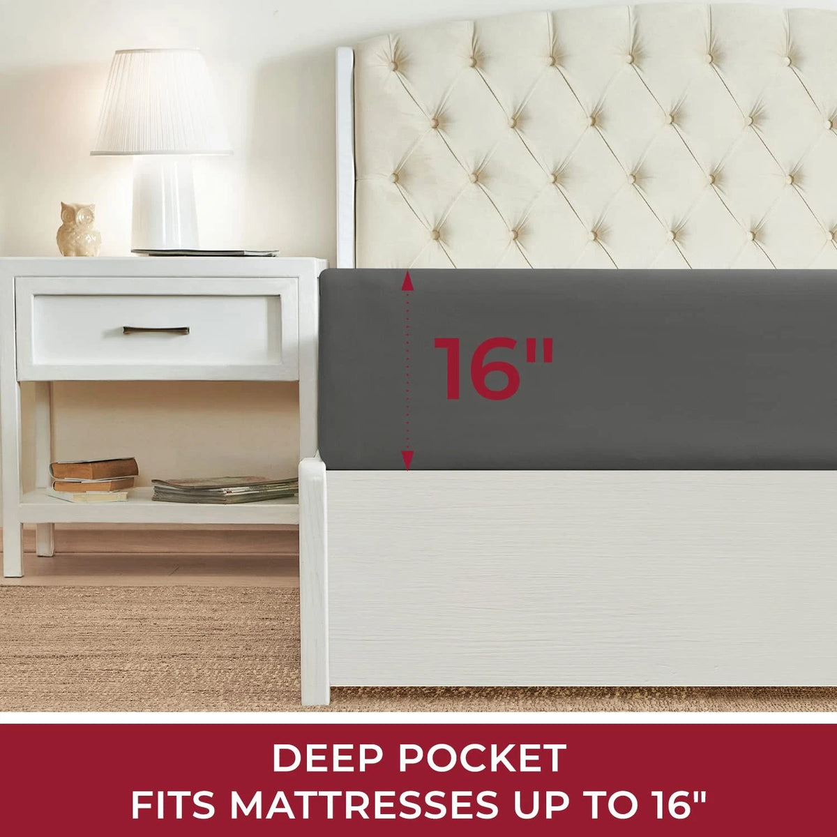 Twin Fitted Sheet for Mellanni Iconic Collection (1394) Gray