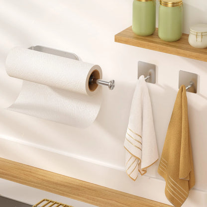 2 Pack Paper Towel Holder for Under Cabinet with 2 Towel Hooks