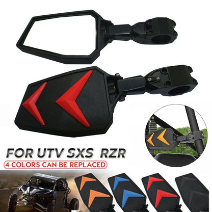 Side Rear View Mirrors for Polaris RZR, Yamaha YXZ1000R (1.75 Inch Bar)