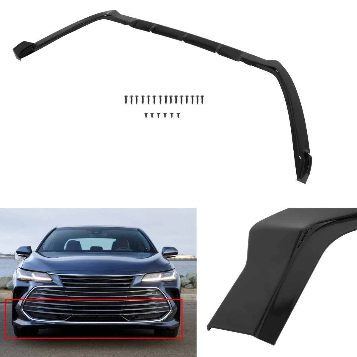 Front Bumper Lip for Toyota Avalon (2019–2021) Painted Black