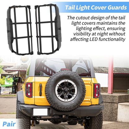 1 Pair Tail Light Protector Trim Cover for Ford Bronco (2021–2025) ABS Black