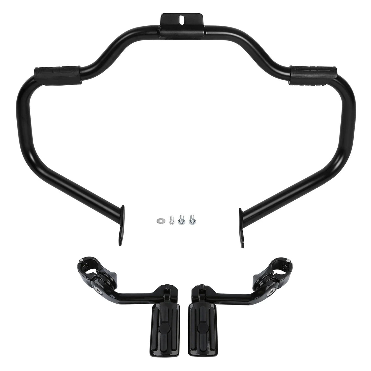 Mustache Engine Guard Crash Bar Foot Pegs Clamps for Harley Softail (2000–2017)