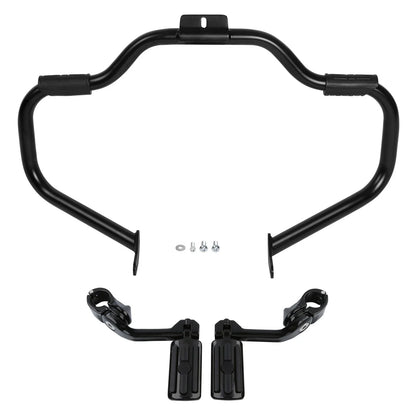 Mustache Engine Guard Crash Bar Foot Pegs Clamps for Harley Softail (2000–2017)