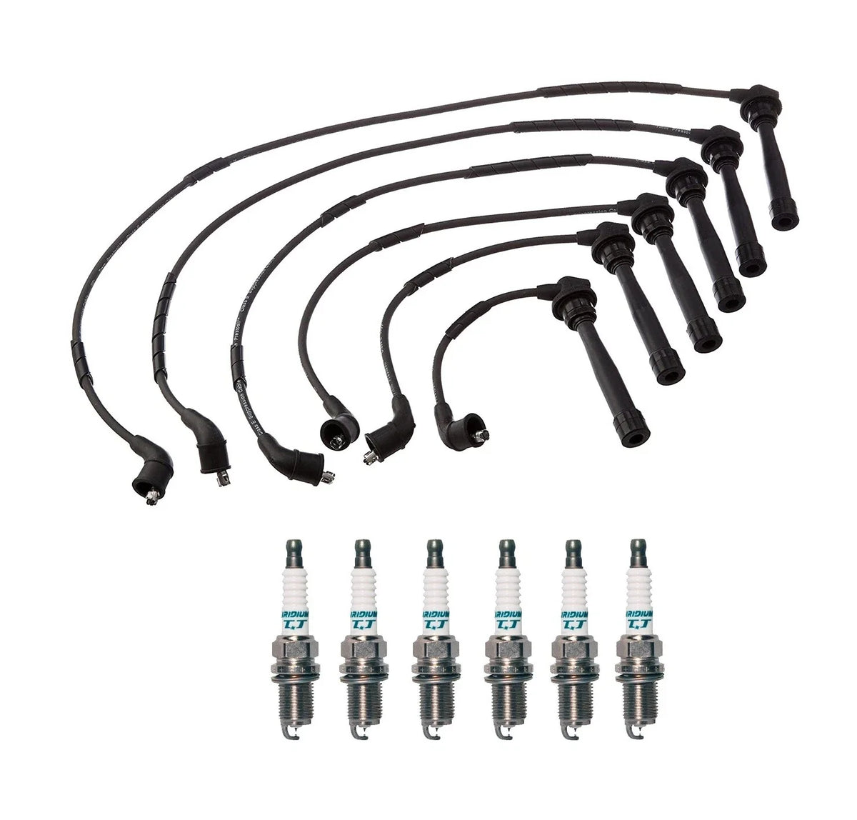Denso 7mm Wire Set & 6 Iridium TT Spark Plugs for Hyundai Kia 2.7L V6