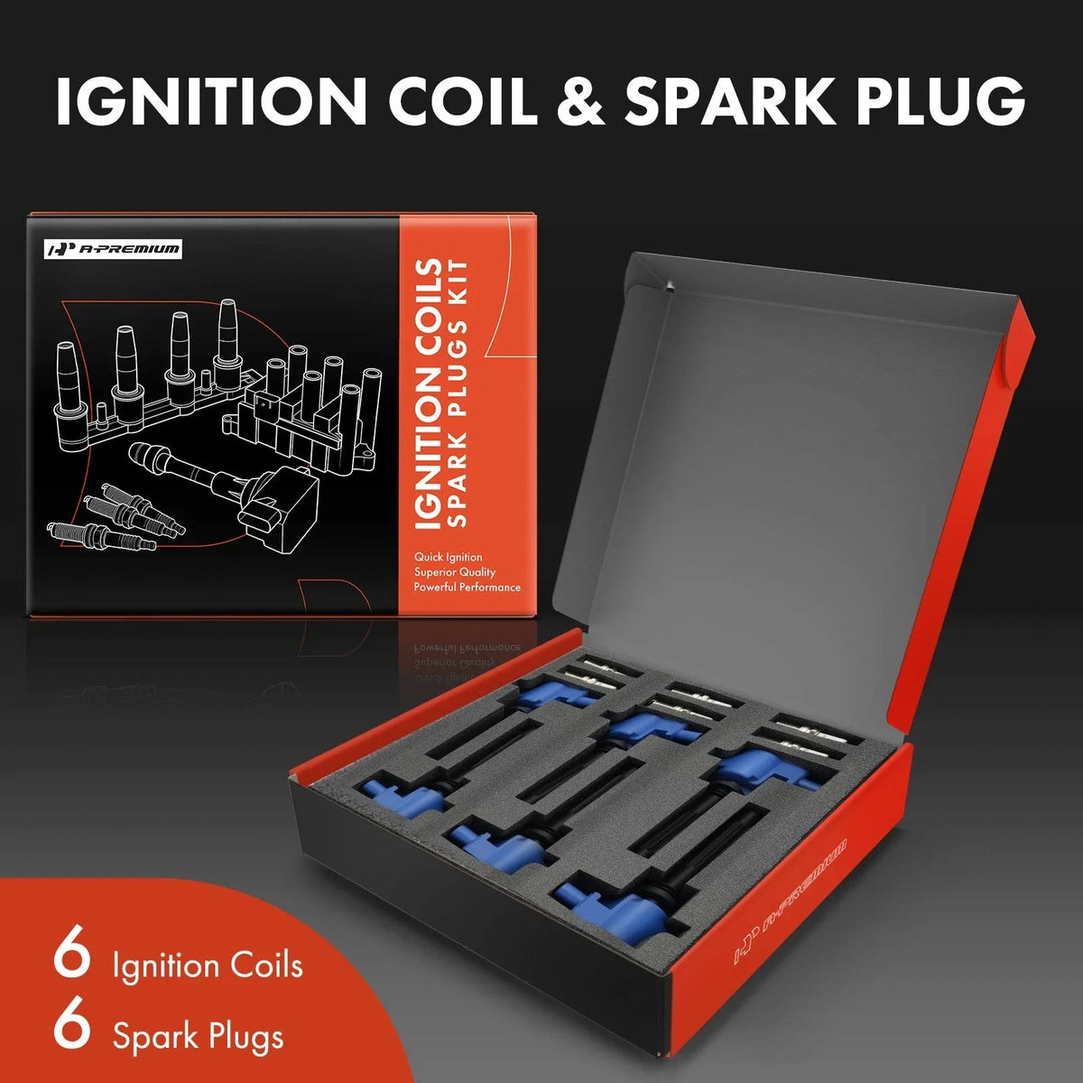 Set of 6 Ignition Coils & Iridium Spark Plugs for Mercedes-Benz W203 W204