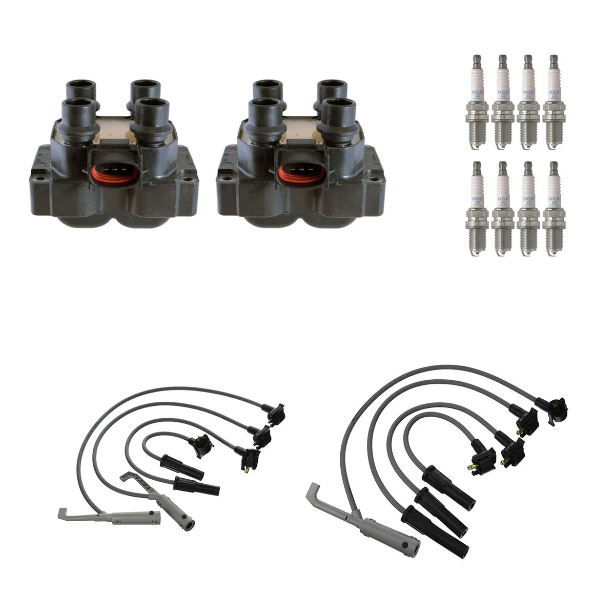 Set of 2 Ignition Coil Wires & 8 NGK Spark Plugs for Ford Ranger B2300 (1998–2000)