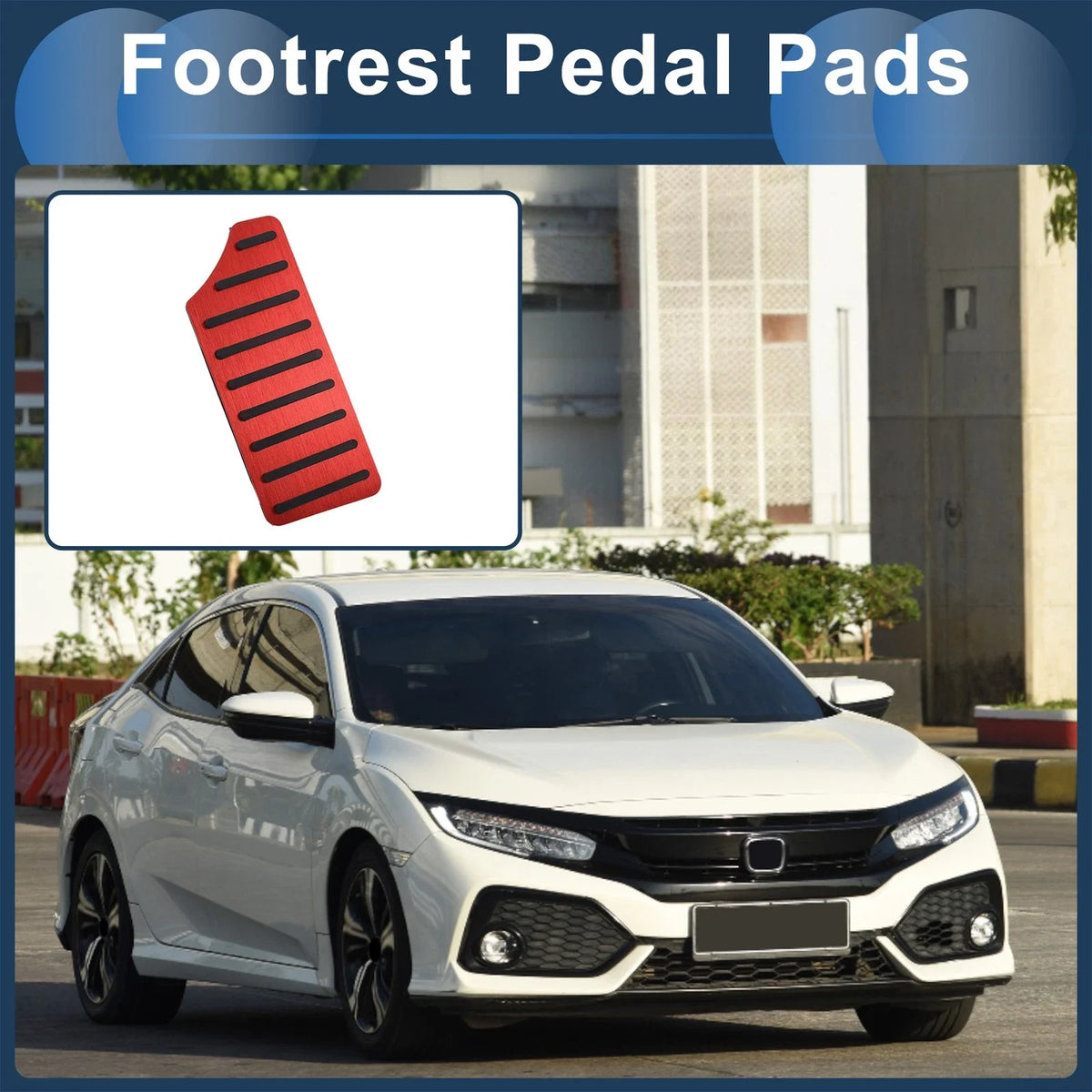 Footrest Pedal Pad Cover for Honda Civic (2016–2021) - Red