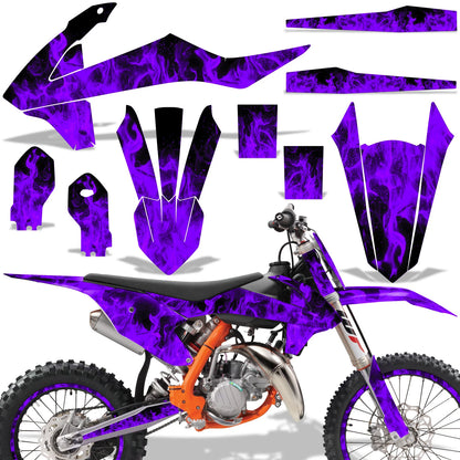 Graphic Stickers +#PLT/RIM Decals for KTM SX85 (2018–2024) ICE FLAMES PU