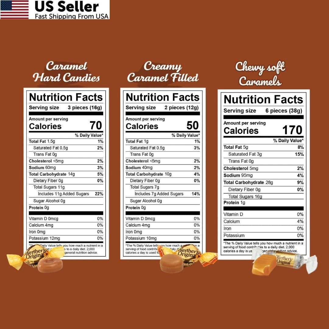 Set of 4 Werther's Original Hard Candies - Creamy Filled & Chewy