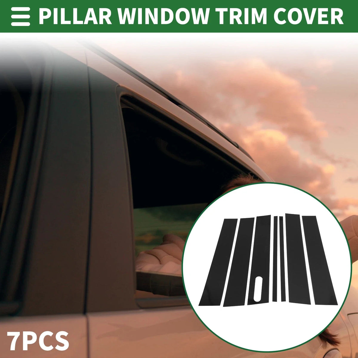 7 Pcs Door Pillar Window Trim for Ford Explorer Sport Trac (2007–2010) Black