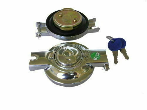 Chrome Petrol Tank Cap Lock with 2 Keys for Vespa PX LML Star Stella