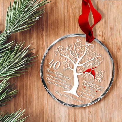 Bozspacer Glass Ornament for 40th Wedding Anniversary