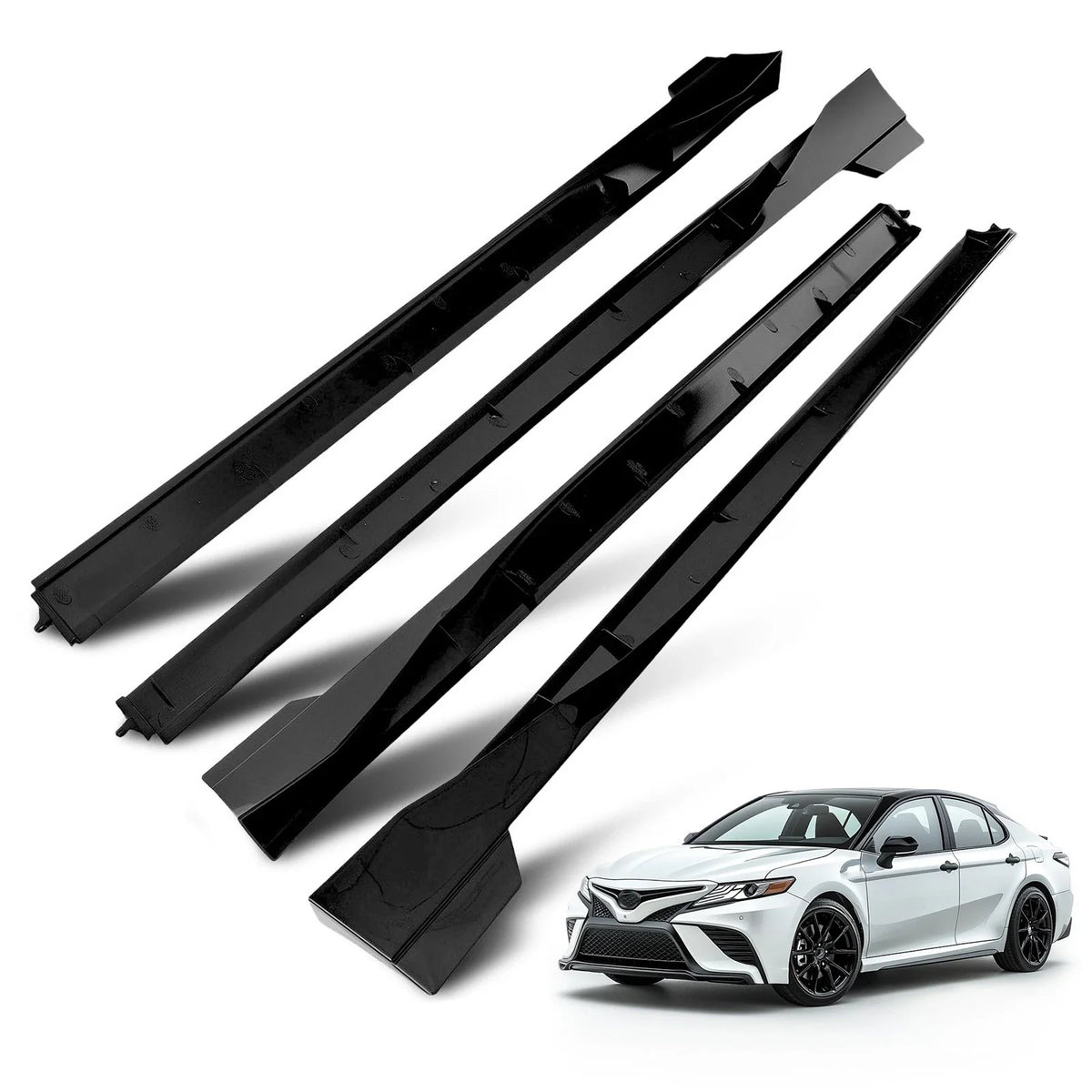 Set of 4 Side Skirt Extensions for Toyota Camry SE XSE 2018–2024 Black
