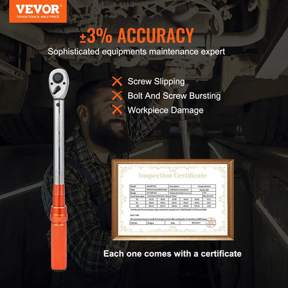 1/2-inch Drive Click Torque Wrench for VEVOR (10-150 ft.lb / 14-204 n.m)