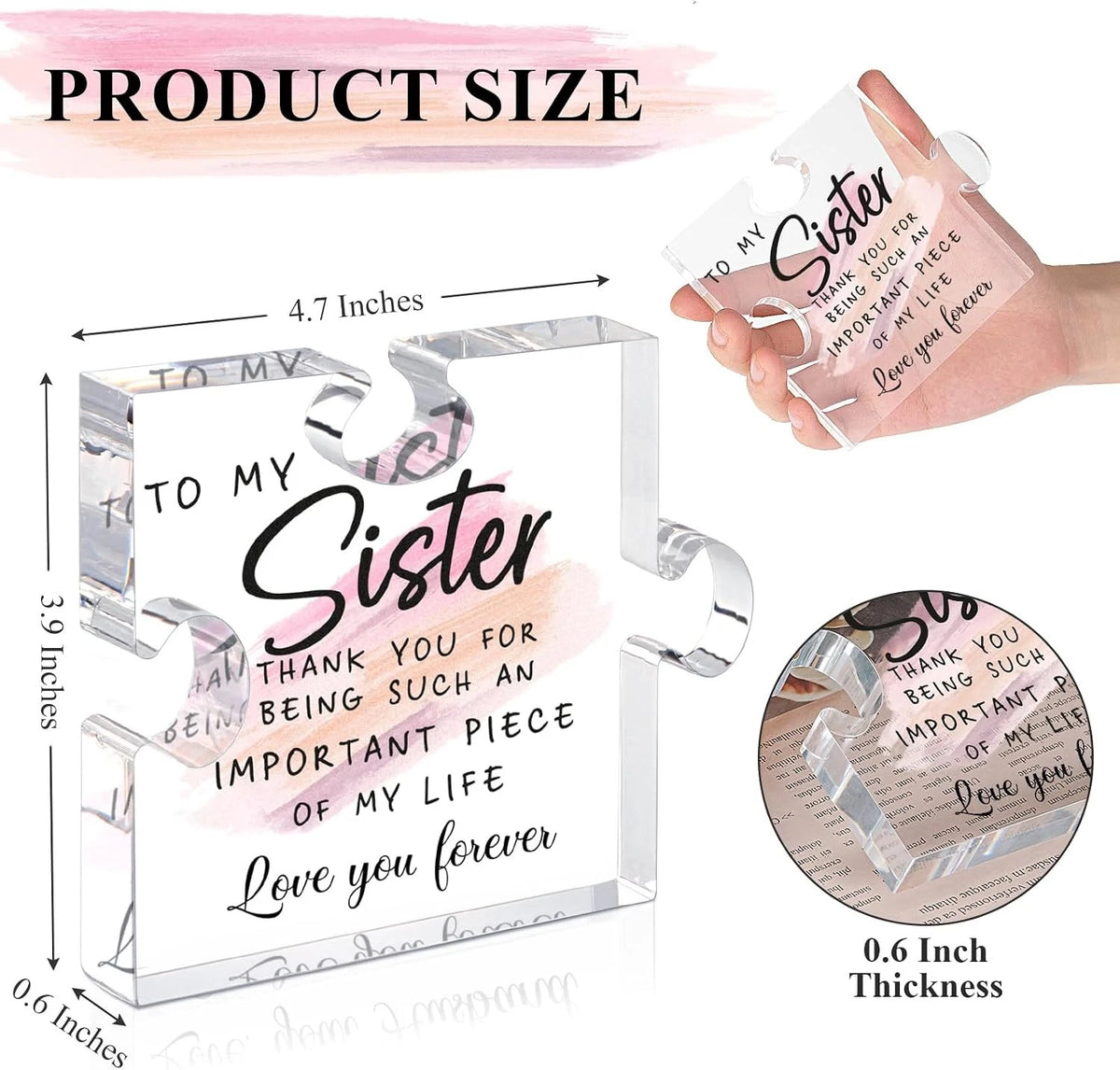 Sister Birthday Acrylic Puzzle-Shaped Plaque for Sister