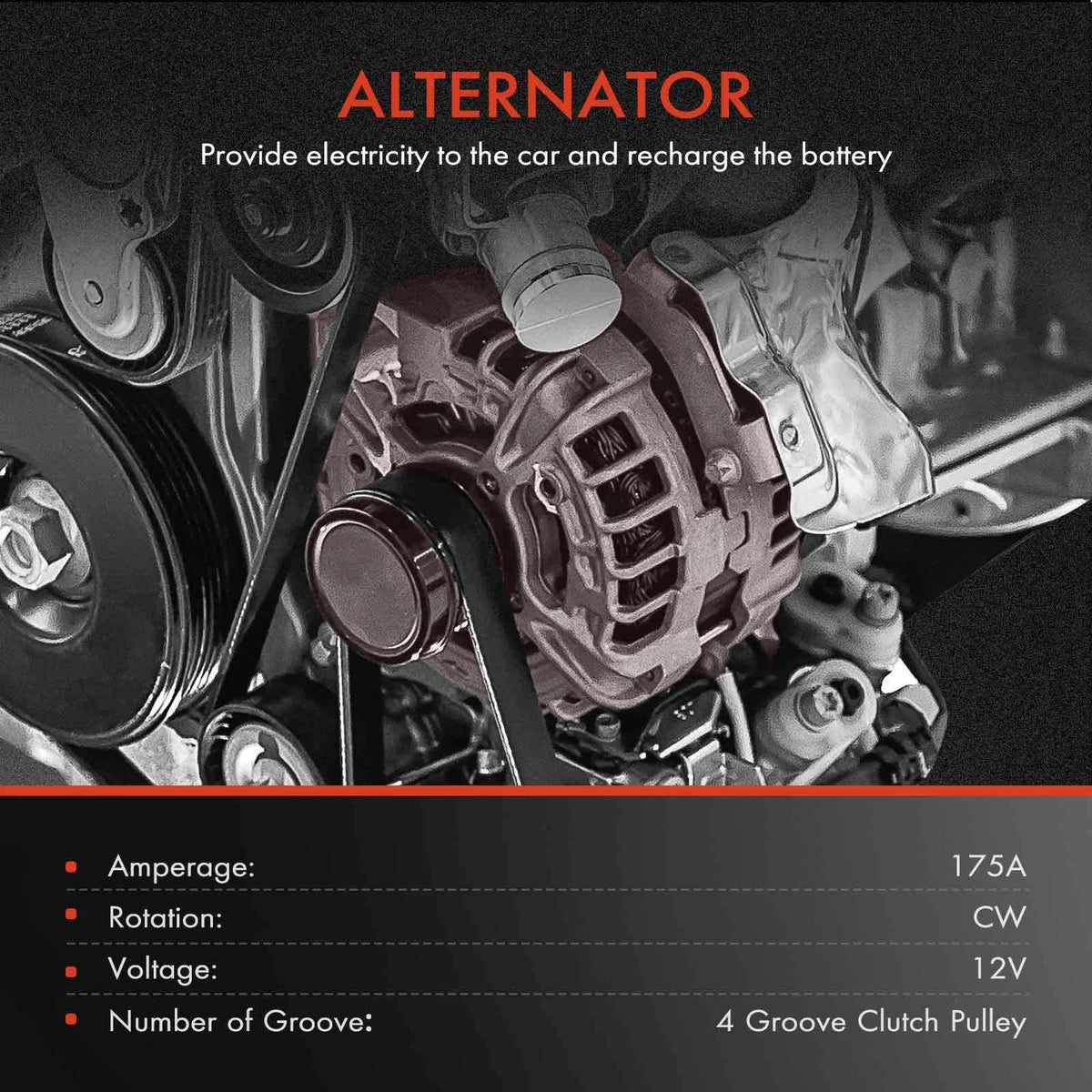 Alternator for Ford Fusion Edge Taurus Lincoln MKZ (2013–2020) 175A CW
