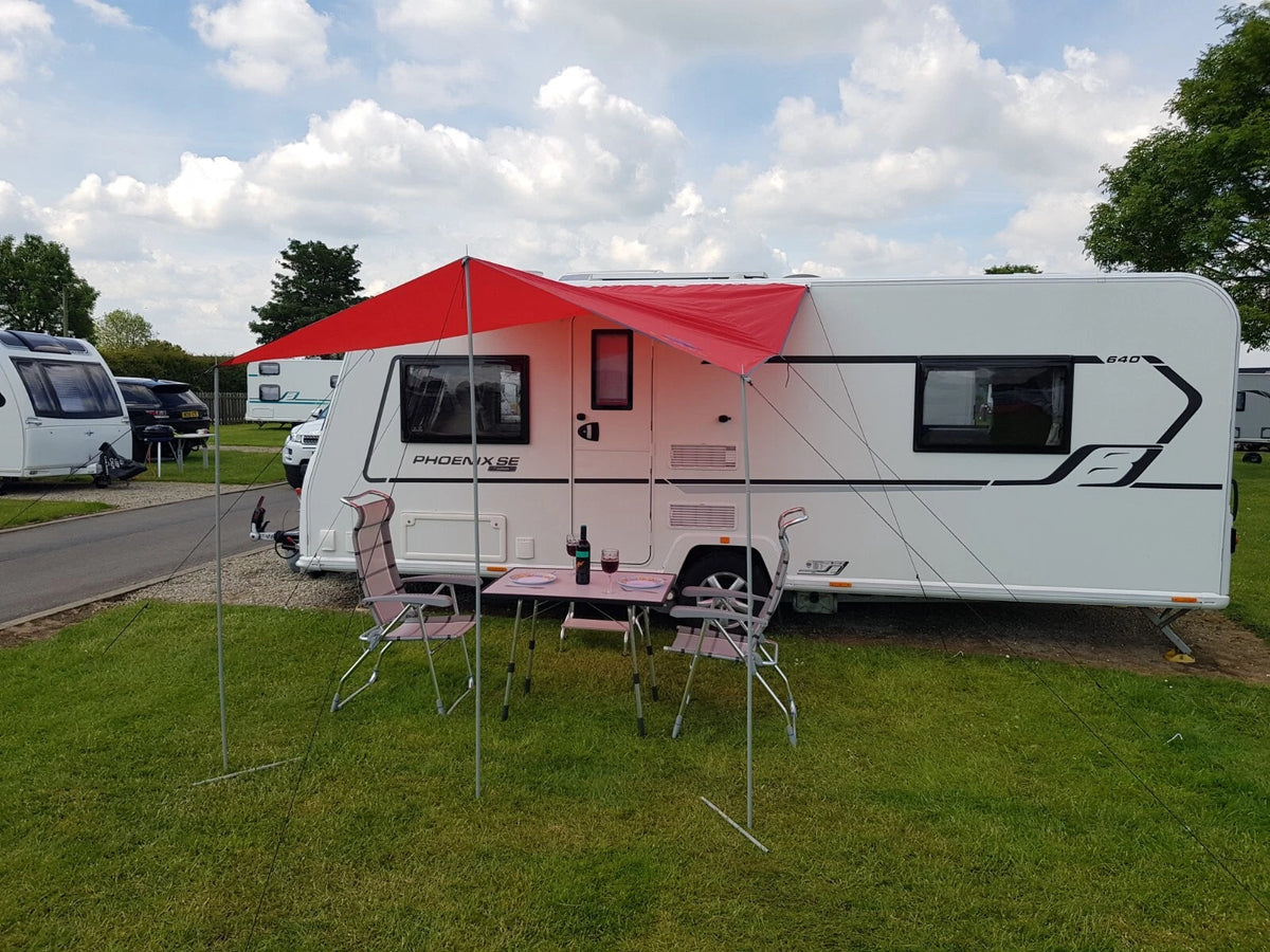 Awning Canopy for Caravan Campervan (2.4m x 3m) Red Deluxe Set