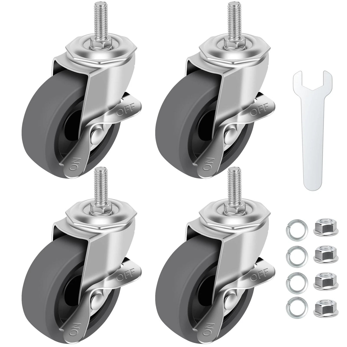 Set of 4 Locking Swivel Stem Casters for WHARSTM (3")